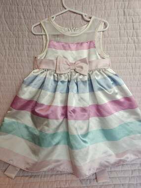 Purple Rose Toddler Girls Striped Formal Dress Size 4T Sleeveless Bow Belt